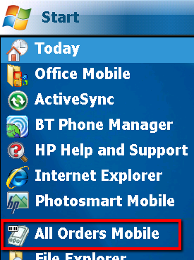 All Order Mobile In The Start Menu